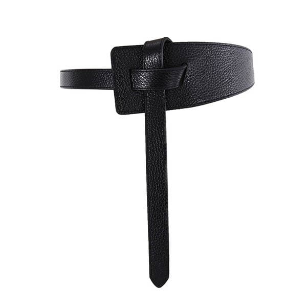 Genuine Leather Waist Belt For Dresses And Sweaters, Simple Versatile Black Wide Waist Cincher, Top Grain Cowhide Decorative Belt For Women