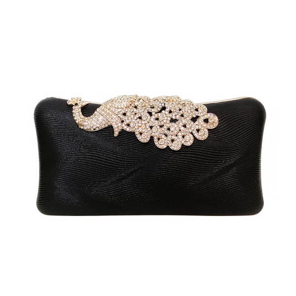 PU Leather Evening Bag European & American Style Rhinestone Women's Peacock Banquet Clutch Small Square Crossbody Bag
