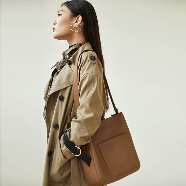 Trending Hot-Selling Market Basket Crossbody Bag For Women, Retro Bucket Bag, Genuine Leather Niche Design Large Capacity Tote Bag