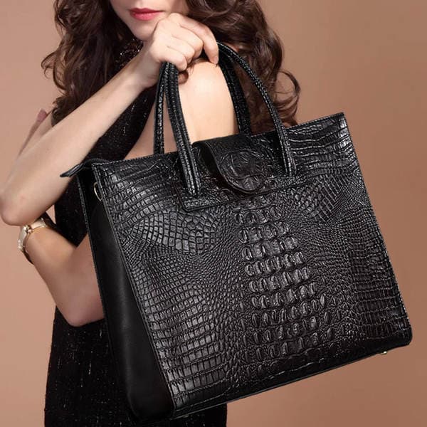 2025 New Arrival Commuter Crocodile Embossed Genuine Leather Women's Bag Large Capacity Handbag European And American Fashion Shoulder Bag