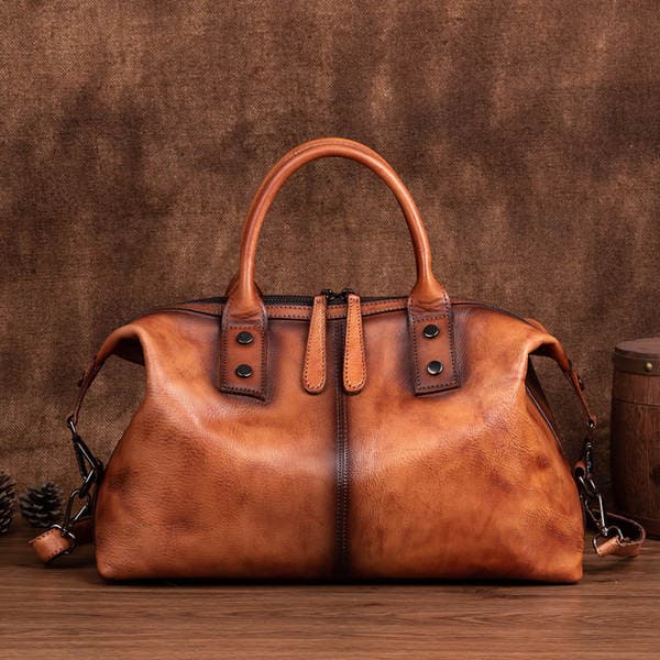 2025 New European And American Retro Women's Handbag Top Grain Cowhide Leather Shoulder Bag Crossbody Bag Large Capacity