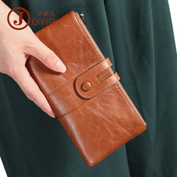 JOGUJOS Cross-border Genuine Leather Women's Wallet Cowhide Coin Purse Luxury Fashion Long Wallet Card Holder