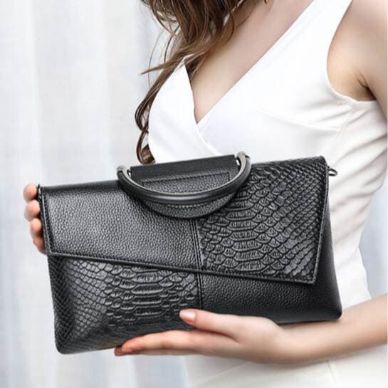 Women's Large Capacity Clutch Bag - Crocodile Embossed Elegant Shoulder Bag, Crossbody Handbag For Banquet, Business & Commuting
