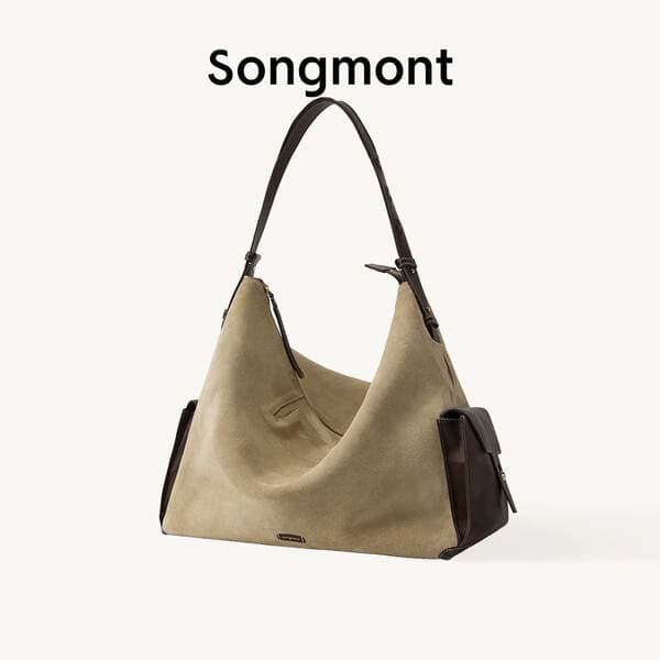 Xunji Travel Hobo Bag Suede Genuine Leather Large Capacity Crossbody Laptop Bag 2026 Unisex
