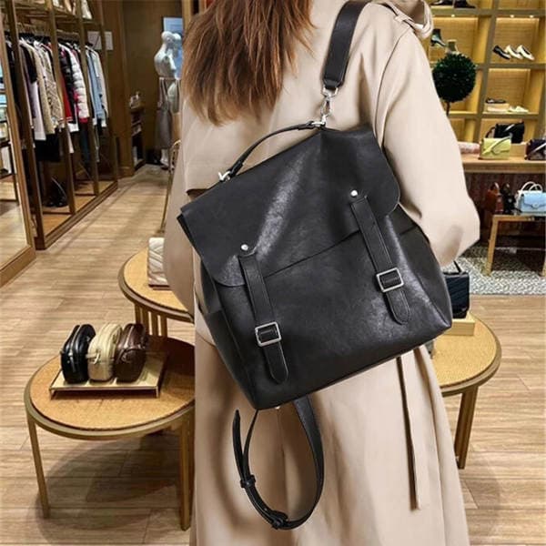 Preppy Style Women's Backpack Retro Soft Leather Handbag Shoulder Bag Large Capacity Casual Travel Fashion Commuter Bag