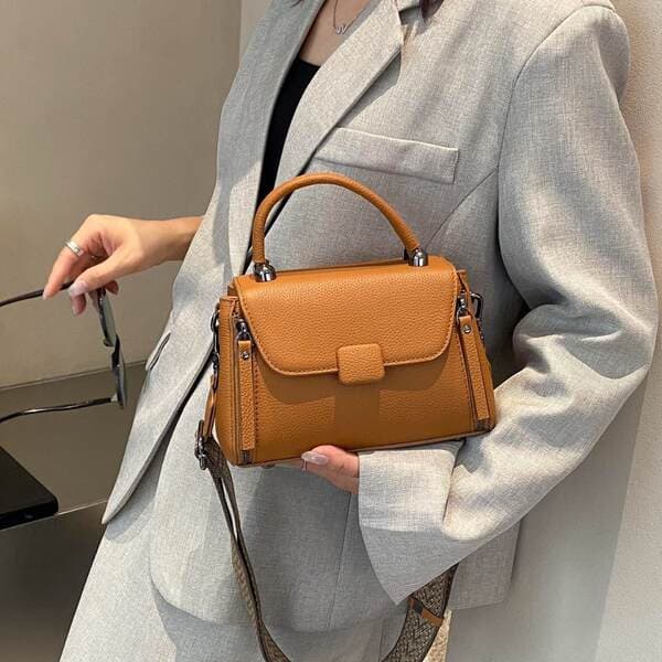 Cross-Border Retro Genuine Leather Boston Bag, Simple Versatile Fashion Shoulder Bag, Luxury High-End Women's Handbag