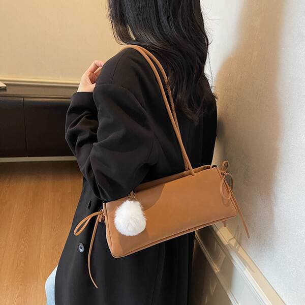2025 New Retro Shoulder Underarm Bag Suede Matte Texture Women's Handbag Bow Knot Baguette Bag