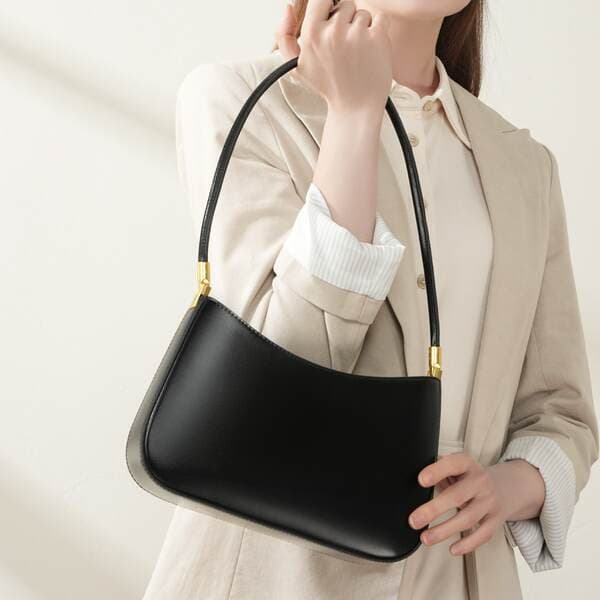 Spring/Summer 2025 New Niche Design Genuine Leather Commuter Baguette Bag French Style Underarm Shoulder Bag Retro Women's Handbag