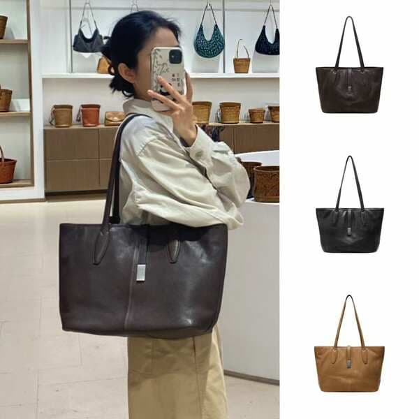Qiu Vegetable-Tanned Leather Large Capacity Tote Bag For Women, Genuine Leather Casual Shoulder Bag, 2025 New Arrival