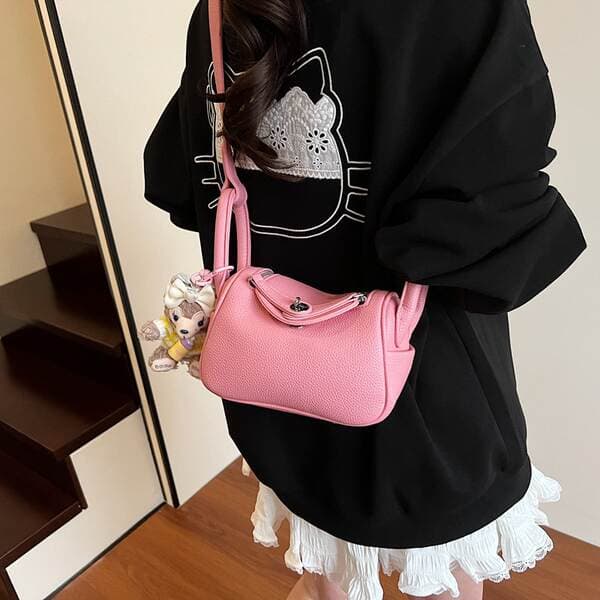 2025 New Solid Color Doctor Bag Casual Women's Large Capacity Shoulder Crossbody Bag Commuter Pillow Bag Handbag
