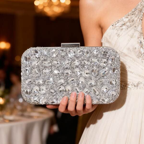 Cross-Border New Sparkling Diamond-Encrusted Clutch Bag, Evening Bag For Banquets, Weddings, And Formal Gowns, Small Square Women's Handbag
