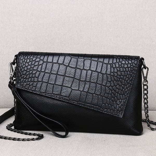 Stone Grain Genuine Leather Clutch Bag For Women 2023 New Trendy Large Capacity Chain Crossbody Bag Fashion Party Handbag