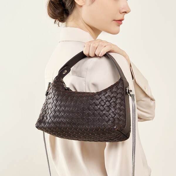 2025 New Niche Genuine Leather Woven Dumpling Bag Sheepskin Chain Crossbody Bag Women's Pillow Bag Handbag