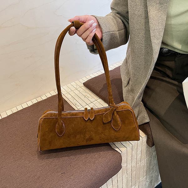 Suede Baguette Bag Korean Minimalist Handbag Autumn New High-End Retro Shoulder Underarm Bag