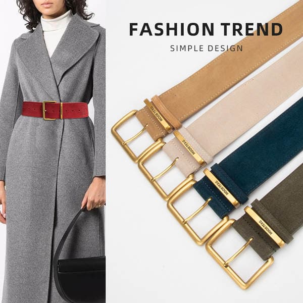Women's Genuine Leather Suede Waist Belt - Fashion Wide Belt For Dresses, Coats, And Sweaters - Wholesale Cross-Border