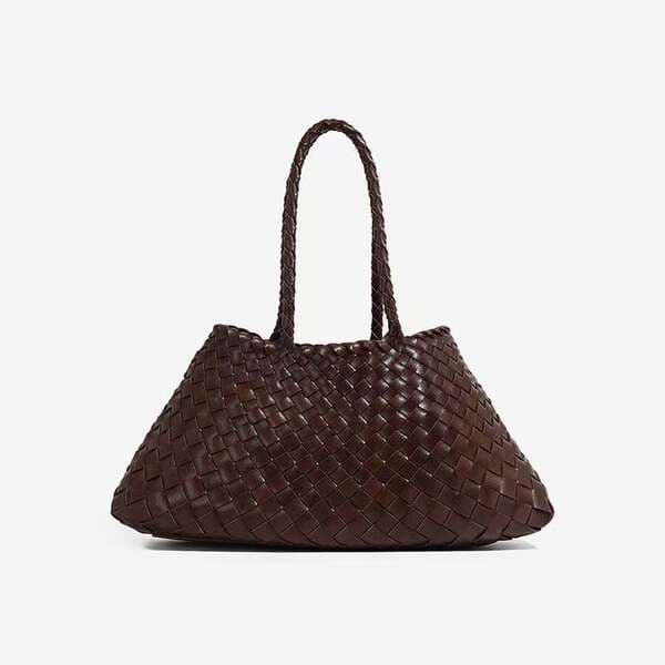 Dragon Woven Bag 2025 French Style Market Basket Cowhide Leather Retro Artistic Versatile Women's Handbag & Crossbody Bag
