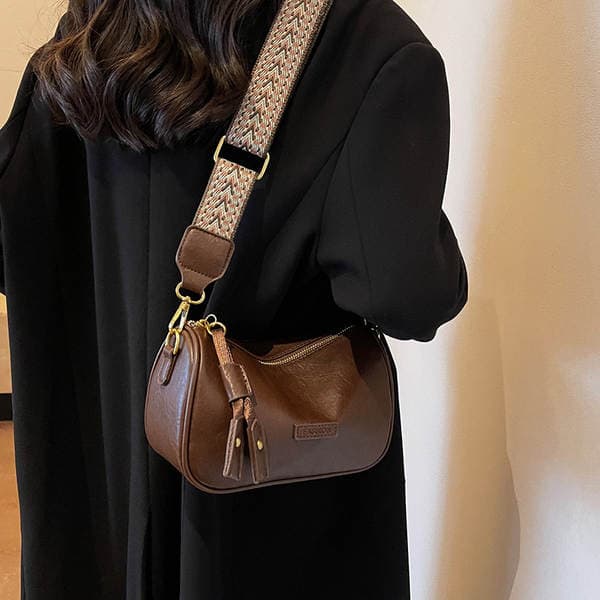 2023 New Trendy Boston Bag Autumn/Winter Retro Wide Strap Crossbody Bag For Women Versatile Pillow Bag