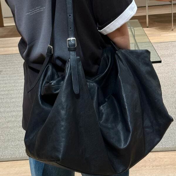 Niche Design Korean Cowhide Oversized Tote Bag With Shoulder Strap 2024 New Arrival Unisex Practical Large Hobo Bag