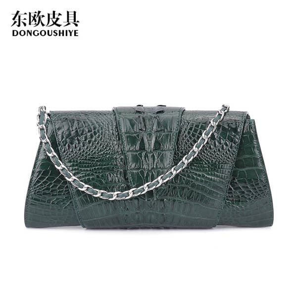 New Women's Evening Bag, Small Crossbody Party Clutch, Crocodile Embossed Chain Square Bag