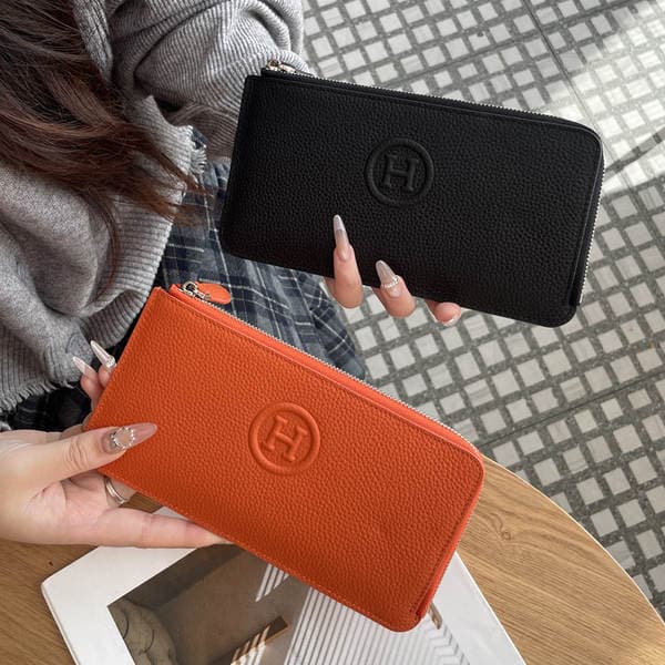 Wholesale Genuine Leather Women's Long Wallet Niche Design 2026 New Arrival Luxury Multi-Functional Zipper Purse