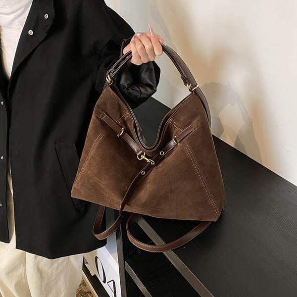 Suede Retro Minimalist Tote Bag - Large Capacity Multifunctional Backpack For Women, Commuting & Campus
