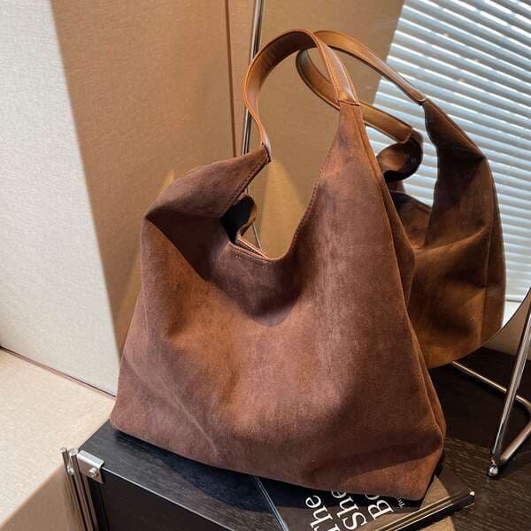 Retro Soft Suede Bread Bag For Women 2025 New Autumn/Winter Trendy Large Capacity Shoulder Bag Popular Bucket Bag