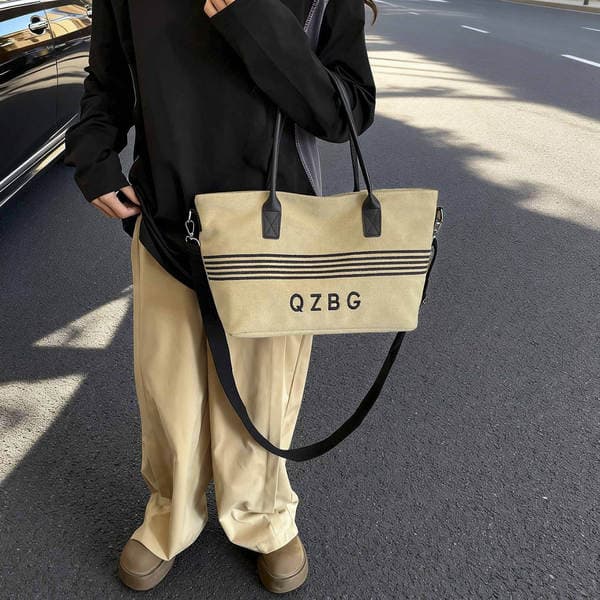 Retro Lazy Style Korean Aesthetic Tote Bag For Women, Lightweight Large Capacity Crossbody And Shoulder Bag For Commuting