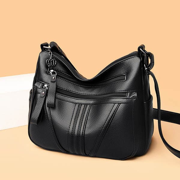 2024 Genuine Leather Women's Bag - Trendy Minimalist Shoulder & Crossbody Bag, Large Capacity Commuter Tote, Contrast Color Crescent Bag