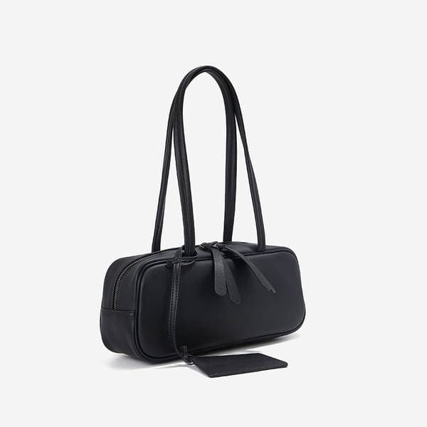 Top Grain Cowhide Leather Shoulder Bag Large Capacity Boston Bag Women's Genuine Leather Underarm Bowling Retro Handbag Pillow Bag