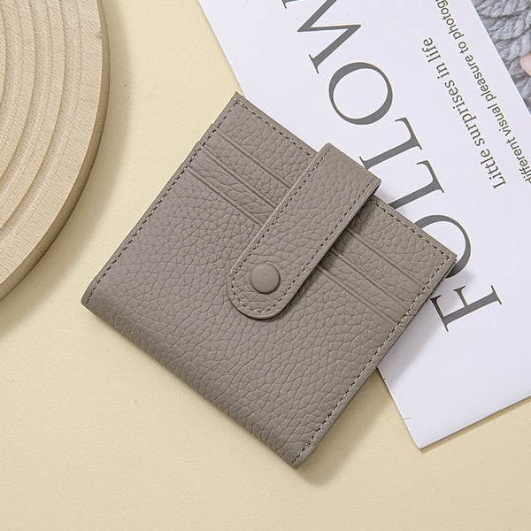Women's Top Grain Cowhide Leather Wallet & Card Holder Integrated Ultra-Thin Mini Simple Zipper Coin Purse Korean Style Genuine Leather Cross-Border Edition