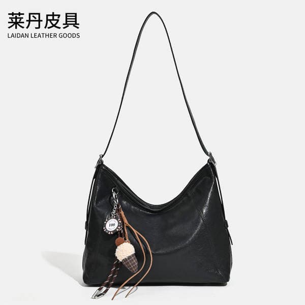 New High-End Luxury Top Grain Cowhide Vegetable Tanned Leather Women's Hobo Bag Large Capacity Shoulder Tote Bag