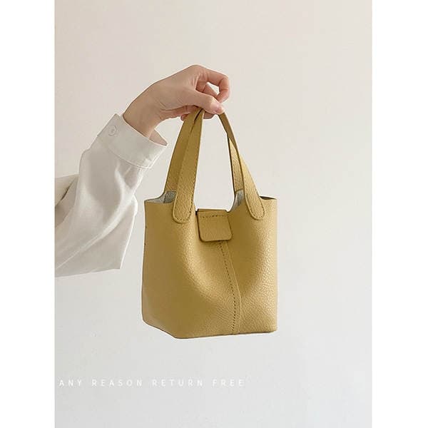 Women's Soft Faux Leather Handbag, 2025 Summer New Arrival, Trendy Casual Bucket Bag, Versatile Shoulder Bag