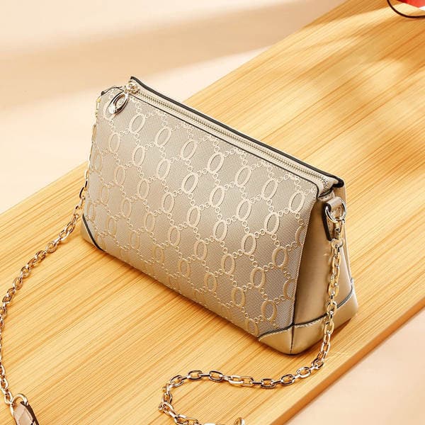 Golden Fox Genuine Cowhide Leather Women's Fashion Phone Bag Chain Shoulder Crossbody Small Square Bag