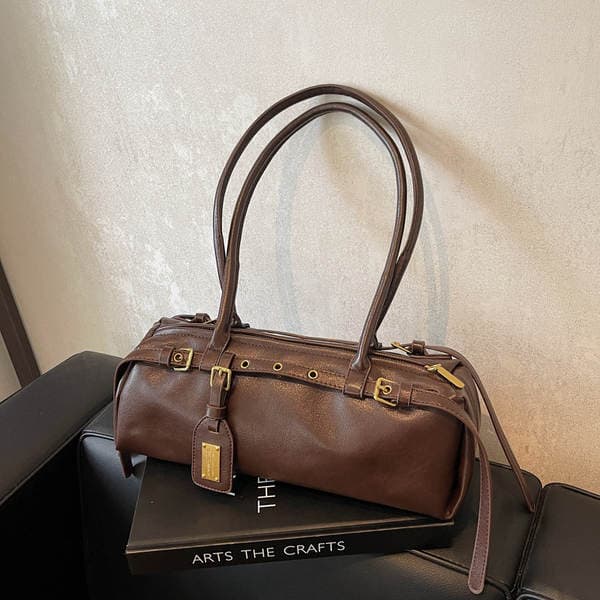 Pre-Owned Women's Underarm Bag 2026 Autumn/Winter New Niche Bowling Bag Large Capacity Retro Shoulder Commuter Bag