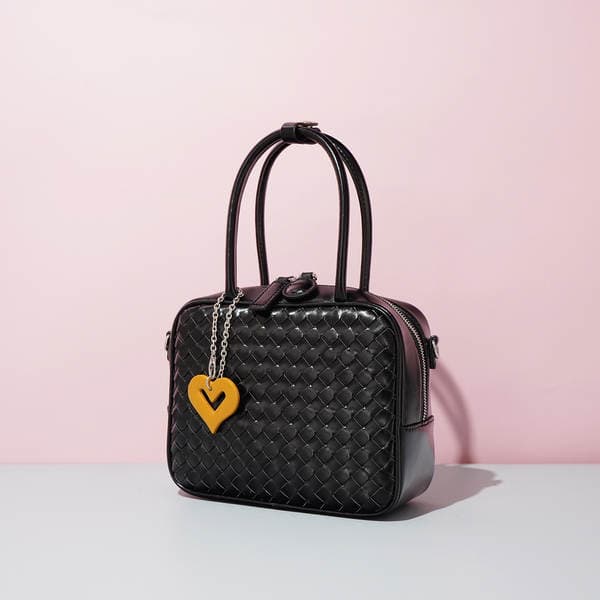 Spring 2026 Cowhide Leather Bowling Bag - Women's Textured Crossbody Bag, Versatile Commuter Shoulder Bag & Handbag