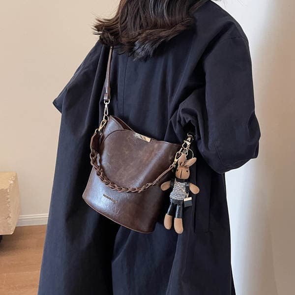 Women's New Retro Niche Commuter Bag, High-End Texture Versatile Crossbody Bag, Trendy Handheld Bucket Bag