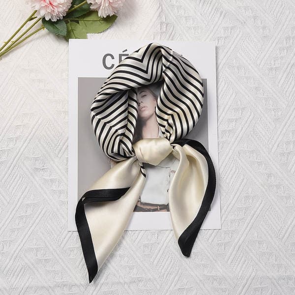 Women's Pure Silk Scarf Spring Fashion Striped Mulberry Silk Square Scarf 70cm Versatile Luxury Sun Protection Scarf Wholesale