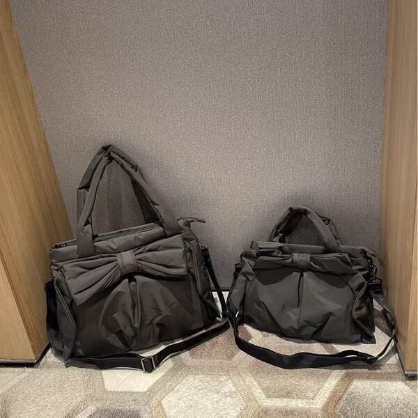 Korean Nylon Bow Handbag & Crossbody Bag For Women 2026 Spring New Large Capacity Minimalist Commuter Shoulder Tote