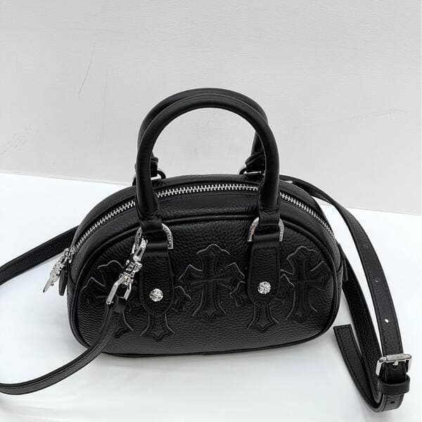 Women's New Top Grain Cowhide Cross Bowling Bag - Sweet & Cool Spicy Girl Style Pillow Bag, Handbag, Shoulder & Crossbody Bag
