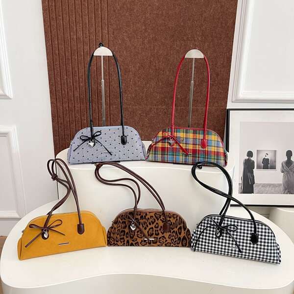 Retro Leopard Print Boston Bag For Women 2025 New Fashion Casual Large Capacity Commuter Shoulder Underarm Handbag