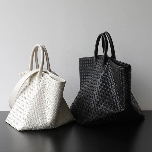Light Luxury Sheepskin Woven Wing Bag - Large Capacity Genuine Leather Tote Handbag For Women