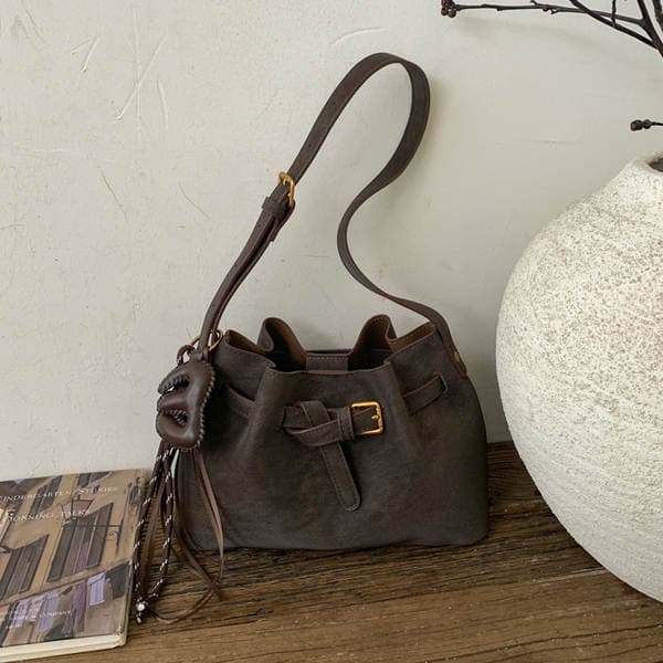 Niche Retro Market Basket Tote Bag For Women 2025 New Suede Brown Bucket Bag Shoulder Crossbody Cloud Bag