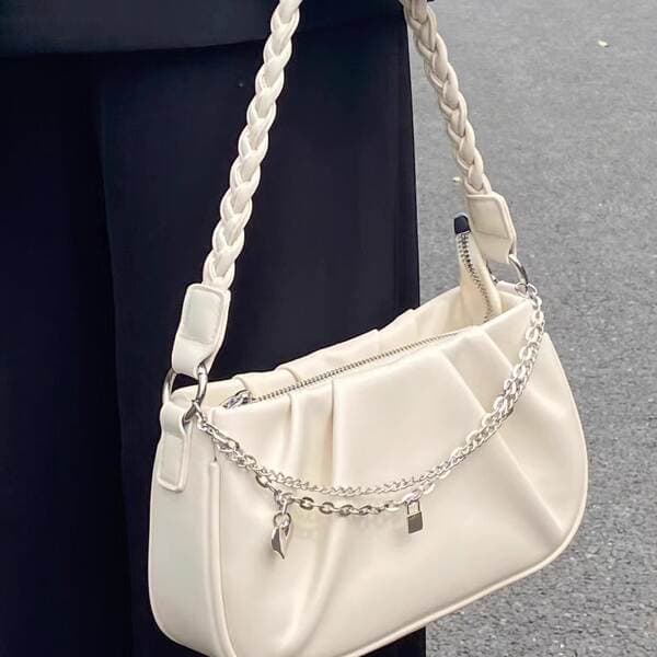 2026 Autumn/Winter New Niche Square Cloud Pleated Bag For Women, Simple Versatile Commuter Handbag & Underarm Bag