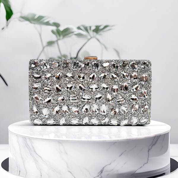 Cross-Border Fashion Rhinestone Evening Bag, Full Diamond Square Banquet Party Clutch, Formal Gown Qipao Handbag, Women's Shoulder Bag