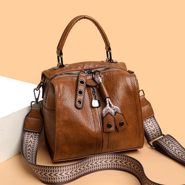 European And American Retro Boston Bag For Women, Soft Leather Shoulder And Crossbody Bag, New Fashion Versatile Large Capacity Handbag