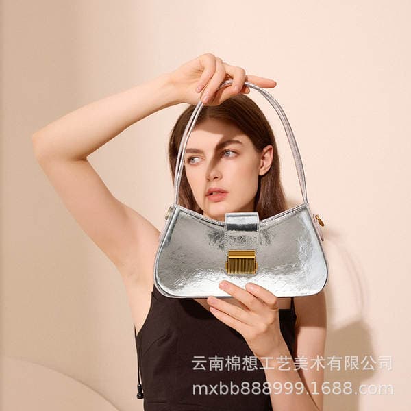 French Niche Design Genuine Leather Retro Underarm Bag For Women, High-End Baguette Handbag, Versatile Simple Trendy Style