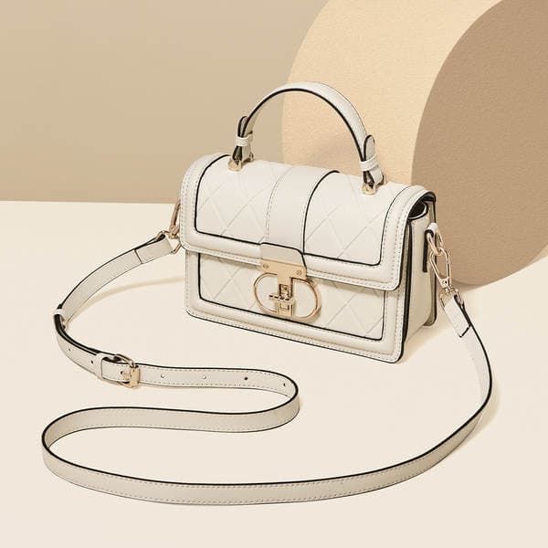 Golden Fox Leather Luxury Designer Handbag For Women New Niche Diamond Grid Crossbody Small Square Bag