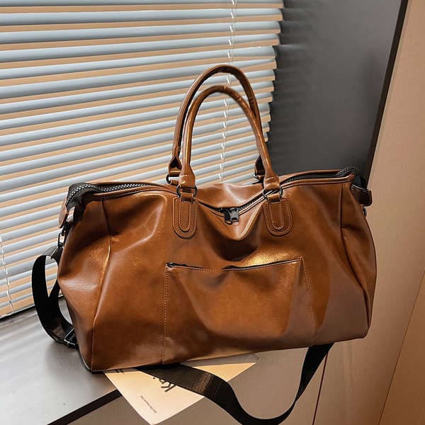 Vintage Leather Handheld Travel Bag, Large Capacity Outdoor Sports & Gym Bag, Crossbody Business Trip Luggage Bag For Men And Women