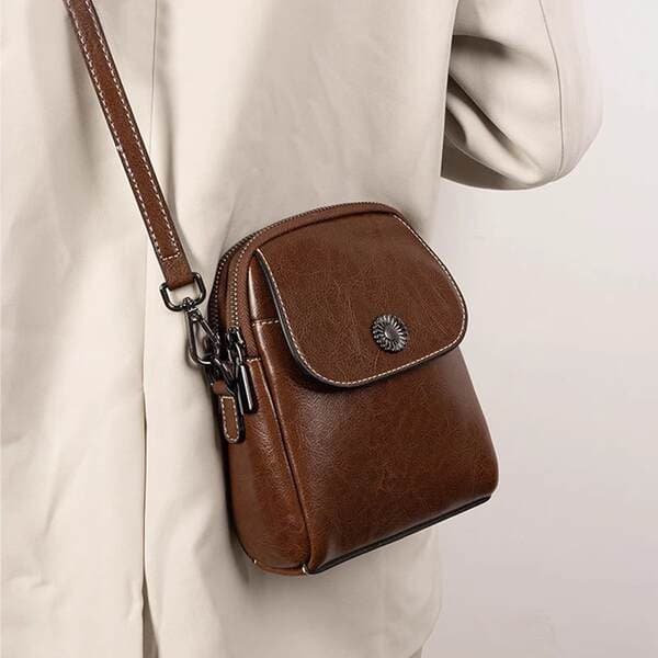 Small Genuine Leather Bag, New 2026 Model, Women's Crossbody Bag, Versatile Vertical Design, Multi-Layer Shoulder Bag, Trendy High-Quality Phone Bag