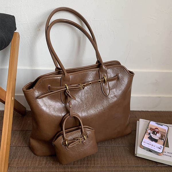 Retro Cowhide Tote Bag For Women 2025 New Arrival Casual Versatile Luxury Large Capacity Shoulder Underarm Bag